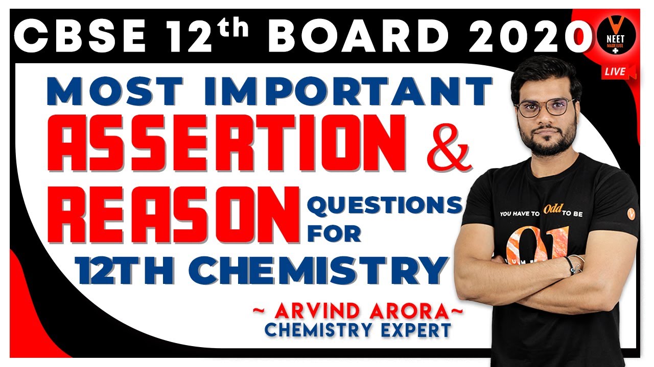 Most Important Assertion And Reason Class 12 Chemistry | CBSE 12th ...