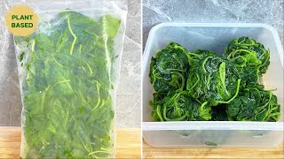 วิธีเก็บผักโขมสองแบบให้อยู่ได้นาน How to Store Spinach for up 1 month Ep.323 | Vegan #PlantBased