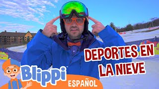 Blippi hace snowboard y otros deportes en la nieve ❄️ | Blippi Español | Aprende y Juega