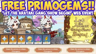 FREE PRIMOGEMS!! Arataki ITTO Gang Show Begin! Web Event Genshin Impact