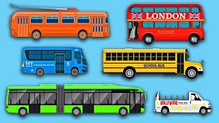 Learn Buses - Learning Bus Colors \u0026 Sounds - Street Vehicles - Organic Learning Fun \u0026 Educational