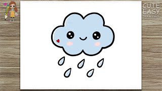 How to Draw Rain Cloud  - Cute and Easy