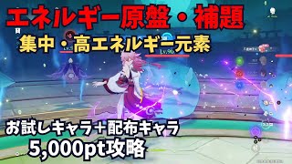 【原神】エネルギー原盤・補題　4日目　5000ptクリア　お試しキャラ＋配布キャラ