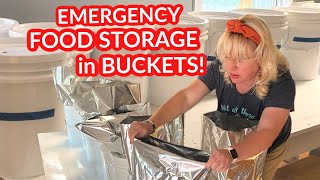 LARGE FAMILY LONG TERM FOOD STORAGE | How to Make EMERGENCY Food Storage BUCKETS - 50 GALLONS!
