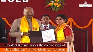 President Kovind delivers the convocation address at the Guru Ghasidas Vishwavidyalaya in Bilaspur