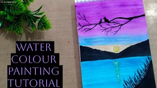 easy scenery painting tutorial|how to draw scenery with watercolour|landscape painting tutorial#art