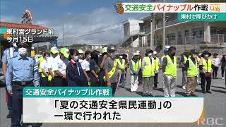 あま～いパインで安全運転を　交通安全パイナップル作戦