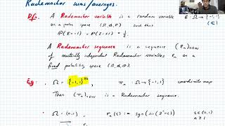 Banach-valued Analysis, Lecture 10 part 1: Rademacher averages and the contraction principle