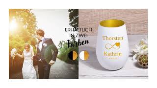 Windlicht Teelichthalter zur Hochzeit personalisiert mit Wunschname für Paare