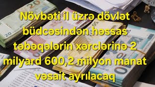 2025-ci ildə Azərbaycanın dövlət büdcəsindən həssas təbəqələrin xərclərinə 2 milyard 600,2milyon...