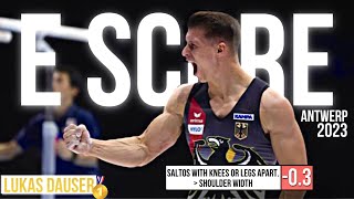 Lukas Dauser - E score (parallel bars final) - World Championships 2023