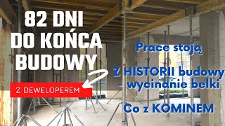 Praca stoi, komin systemowy, wycinanie belki żelbetowej.Budowa domu z WMDom