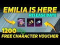 EMILIA 1200 CHARACTER VOUCHER FREE EVENT 😍 EMILIA CHARACTER RELEASE DATE 😍 NEW CHARACTER EMILIA