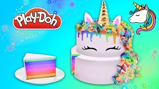 🦄 PLAY-DOH가 포함된 DIY 다채로운 유니콘 케이크 🍰 🌈 공예 및 장식