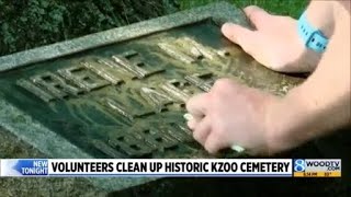 Volunteers help clean up historic Kalamazoo cemetery