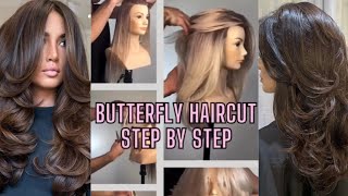Butterfly haircut tutorial step by step at home | layered haircut | easy steps haircut
