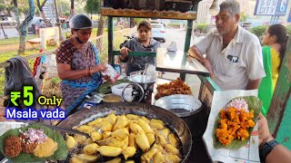 ₹5 Only Masala Vada | India's Couple selling ALU PAKODA | MASALA VADA | Indian street food #pakora