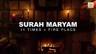 Quran with Fire place and rain for sleeping relaxation study meditation Surah Maryam Mishary alafasy