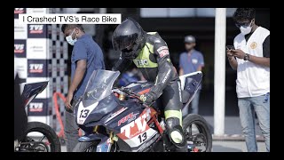 I Crashed TVS's Race Bike !! First race of 2022 ! #tvs #crashed #accident