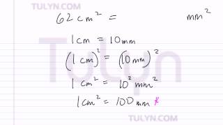 conversion of metric units squared centimeters to squared millimeters