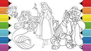 Coloring Disney Princess Coloring Pages | Ariel, Jasmine & Aurora