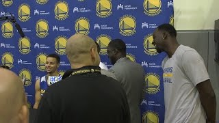 With Draymond Green listening in, reporter asks Steph Curry if Green is annoying