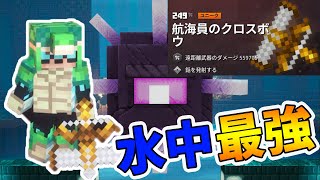 【マイクラダンジョンズ】水中最強クロスボウを使ってボスをフルボッコにしてやる！【naotin】