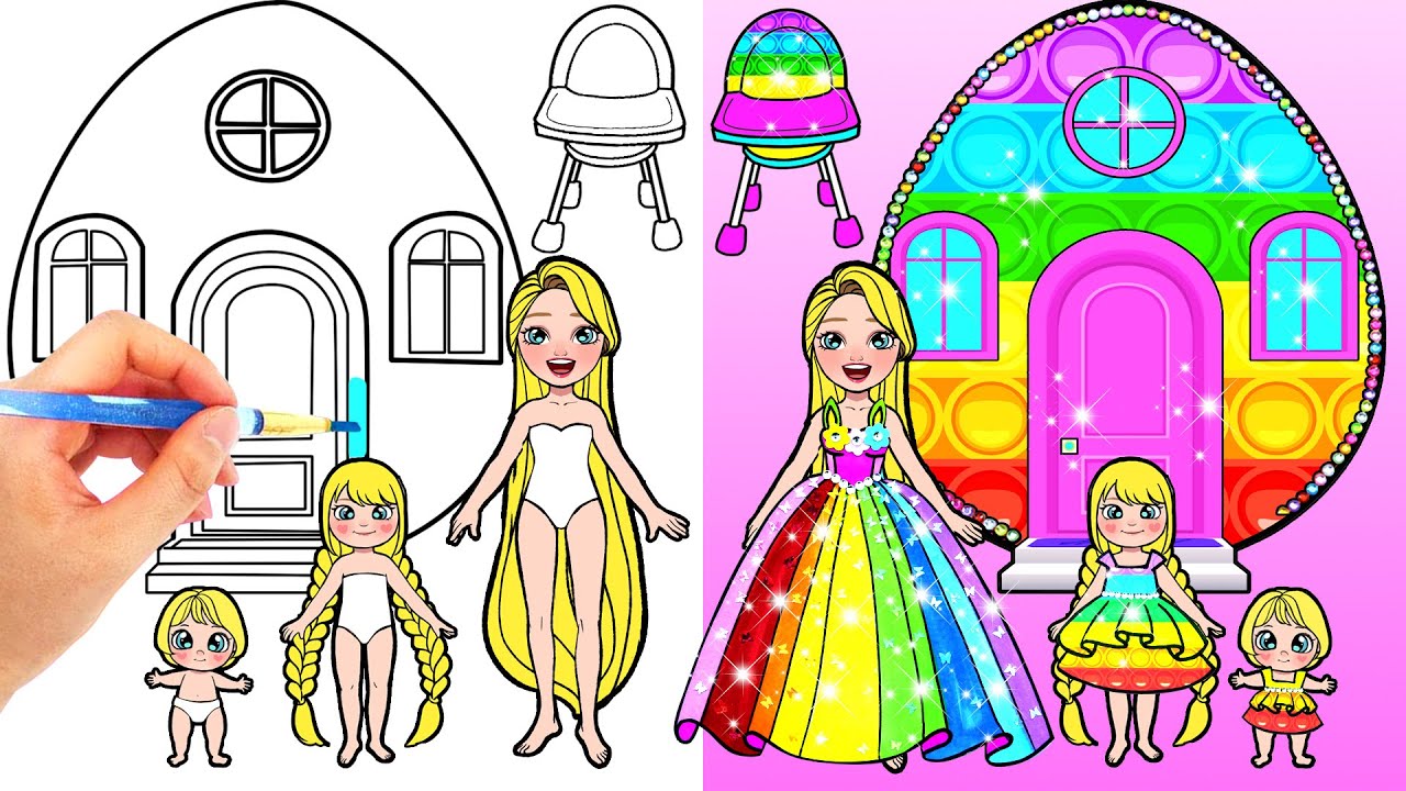 Paper Dolls Dress Up - POP IT Easter Eggs New House Handmade Paper ...