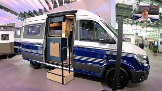 Eriba Car 602 RV Camper Van VW Crafter Camping Car Caravan Salon walkaround + interior V2081