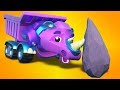 AnimaCars - Rescue Team for RHINOCEROS DUMP TRUCK!   - Cartoons for kids with trucks & animals