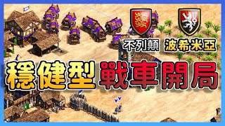 【世紀帝國2決定版】波希米亞穩健型戰車開局策略！不列顛騎士與投石車組合能夠化解站車陣嗎？｜波希米亞 vs 不列顛