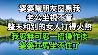 婆婆曬朋友圈黑我，老公坐視不管，整天和別的女人打得火熱，我忍無可忍一招操作後，婆婆立馬坐不住了【人間清醒】#家庭倫理#婆媳關系#生活伦理#小说故事#落日溫情 #情感故事 #花開富貴 #爽文