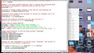 Python cinema booking database 1: adding data to a csv file