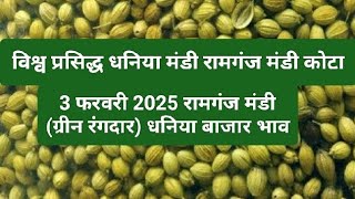 3 फरवरी 2025(ग्रीन रंगदार) धनिया बाजार भाव| Today dhaniya bajar| Today coriander bajar| dhaniya bhav