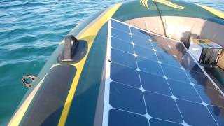 Intex Seahawk 3 inflatable solar boat - flexible solar panel 100 w - outboard trolling motor 58 Lbs