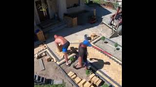 Paving Herringbone Pattern Terrace and Sidewalks