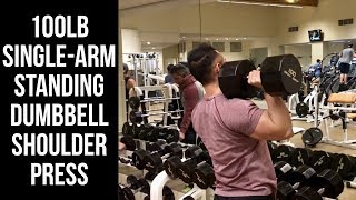 100LB Single-Arm Standing Dumbbell Shoulder Press