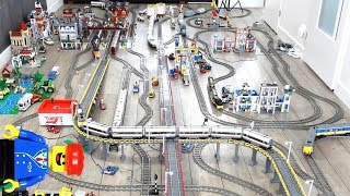 Massive Lego train layout with 9 running Lego trains (Remake)