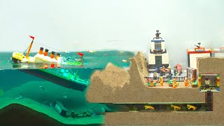 Lego Dam Breach Experiment - Tsunami Dam Breach Experiment Destroys Titanic  Lego ship & LEGO city