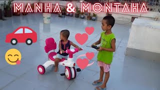 baby playing car toys and bike - Baby biker বাচ্চা বাইকার #baby_bike #manha_&_montaha