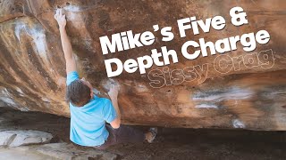 Bouldering: Mike's Five (V5) \u0026 Depth Charge (V6) at Sissy Crag, Sydney