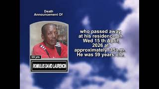 Romulus David Laurencin ~ Short Obituary