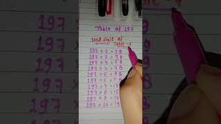 Table of 197 ||#maths #viral #short #table #shorts