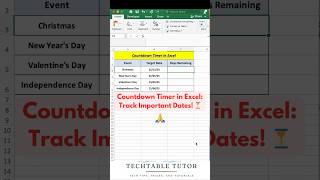 How to Create a Countdown Timer in Excel in 10 Seconds! ⏰ #excel #excelshorts