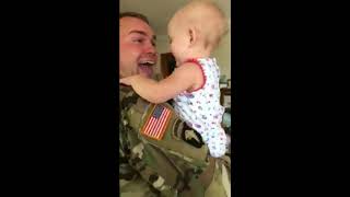 Baby Overjoyed at the Sight of Father Returning From Training