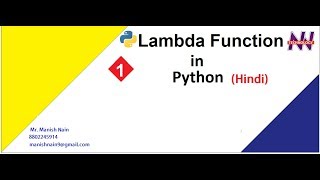 Python Tutorial in Hindi | Anonymous Function in Python | Hindi | Manish Nain