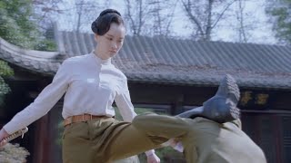 Movie! Girl of turns out to be a kung fu expert, beating up everyone on the entire scene.