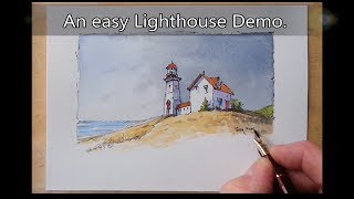Paint a Lighthouse in Line and wash watercolor. Quick and easy. Peter Sheeler