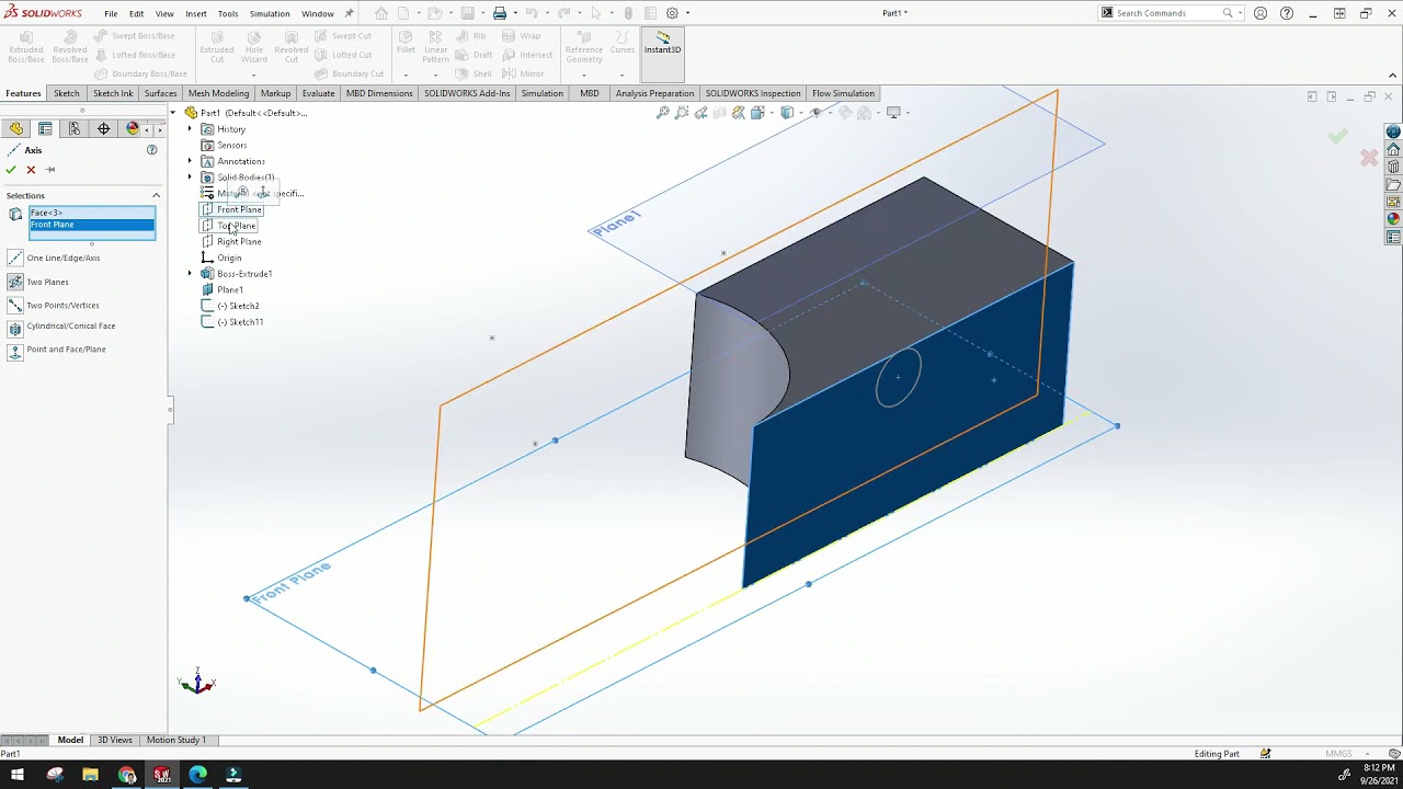 SolidWorks| Reference Geometry | Plane | Axis | Coordinate System ...