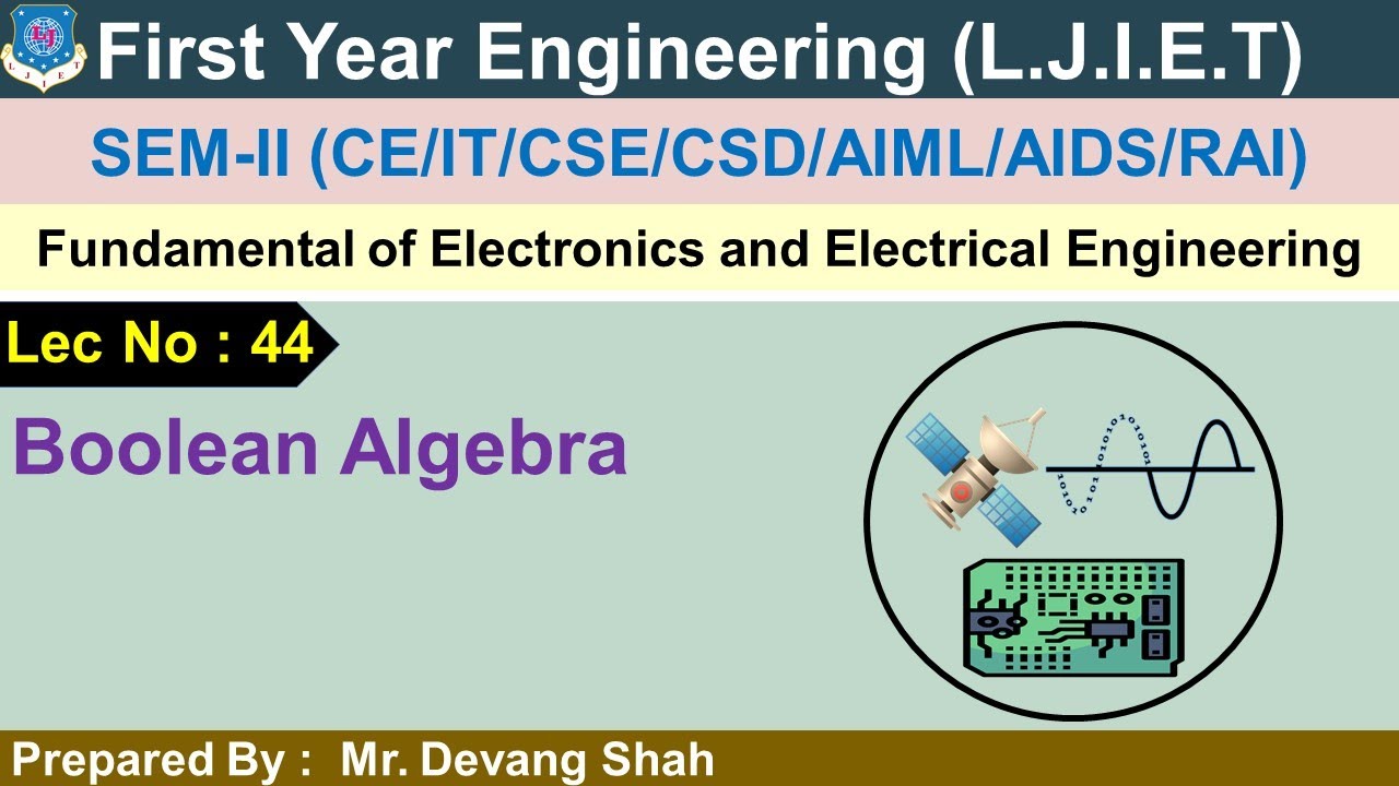 Lec-44_Boolean Algebra |Fundamental Of Electronics And Electrical ...